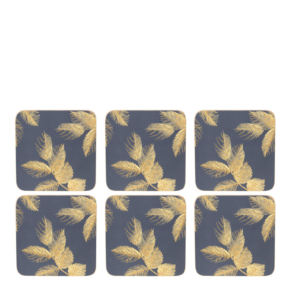 Pimpernel – Etched Leaves Glasunderlägg 6-pack  Mörkblå
