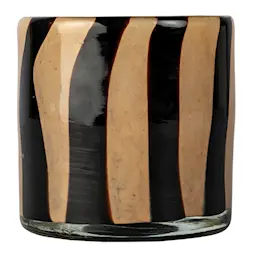 Byon Calore telysholder 10x10 cm beige/svart stripe