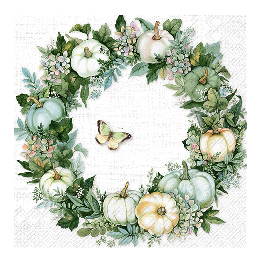 IHR – Servett  Pumpkin Wreath 33x33cm 20-pack Vit/Grön