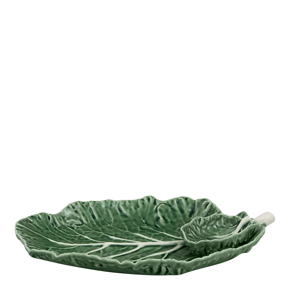 Läs mer om Bordallo Pinheiro - Cabbage Fat med skål Kålblad 28 cm Grön