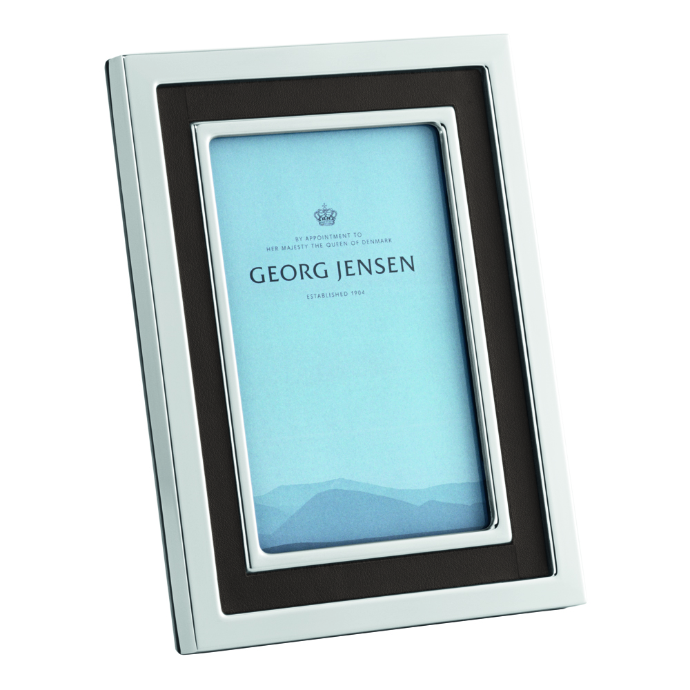 Georg Jensen – Manhattan Fotoram Liten 20×15 cm Rostfritt stål/Läder/Skinn