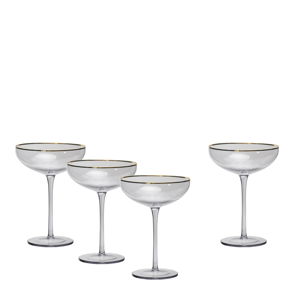 Modern House – Champagneglas med Guldkant 23 cl 4-pack Soft Grey
