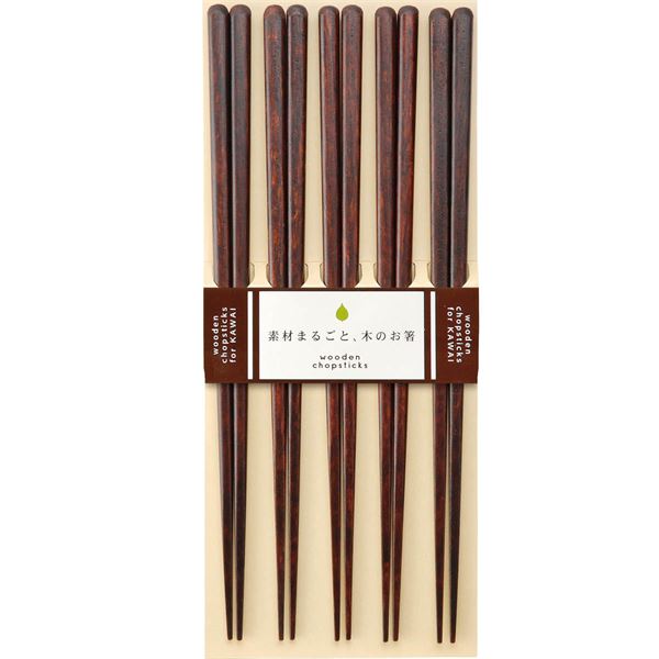 Läs mer om KAWAI - Ätpinnar Plain Wood 5-pack Brun