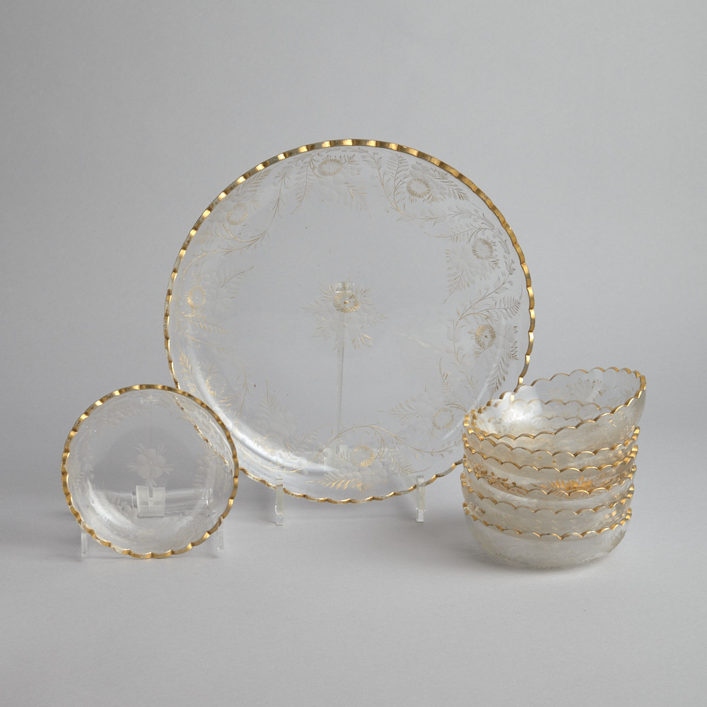 Vintage – SÅLD Kristallfat med tillhörande skålar 7 st