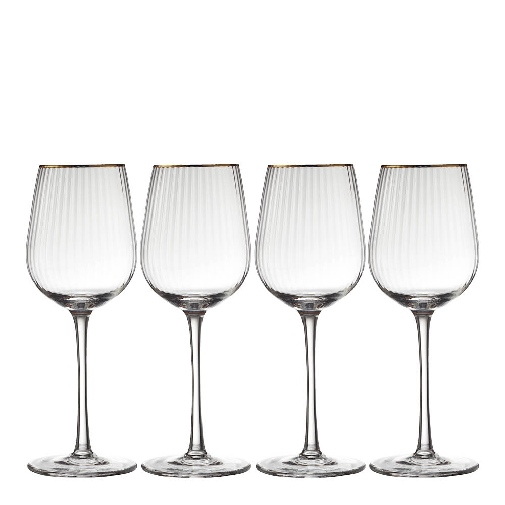 Lyngby Glas - Palermo Gold hvitvinsglass 30 cl 4 stk klar