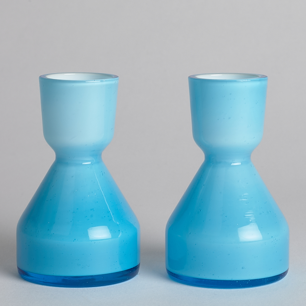 Vintage SÅLD Blå Glas Vas 1 par