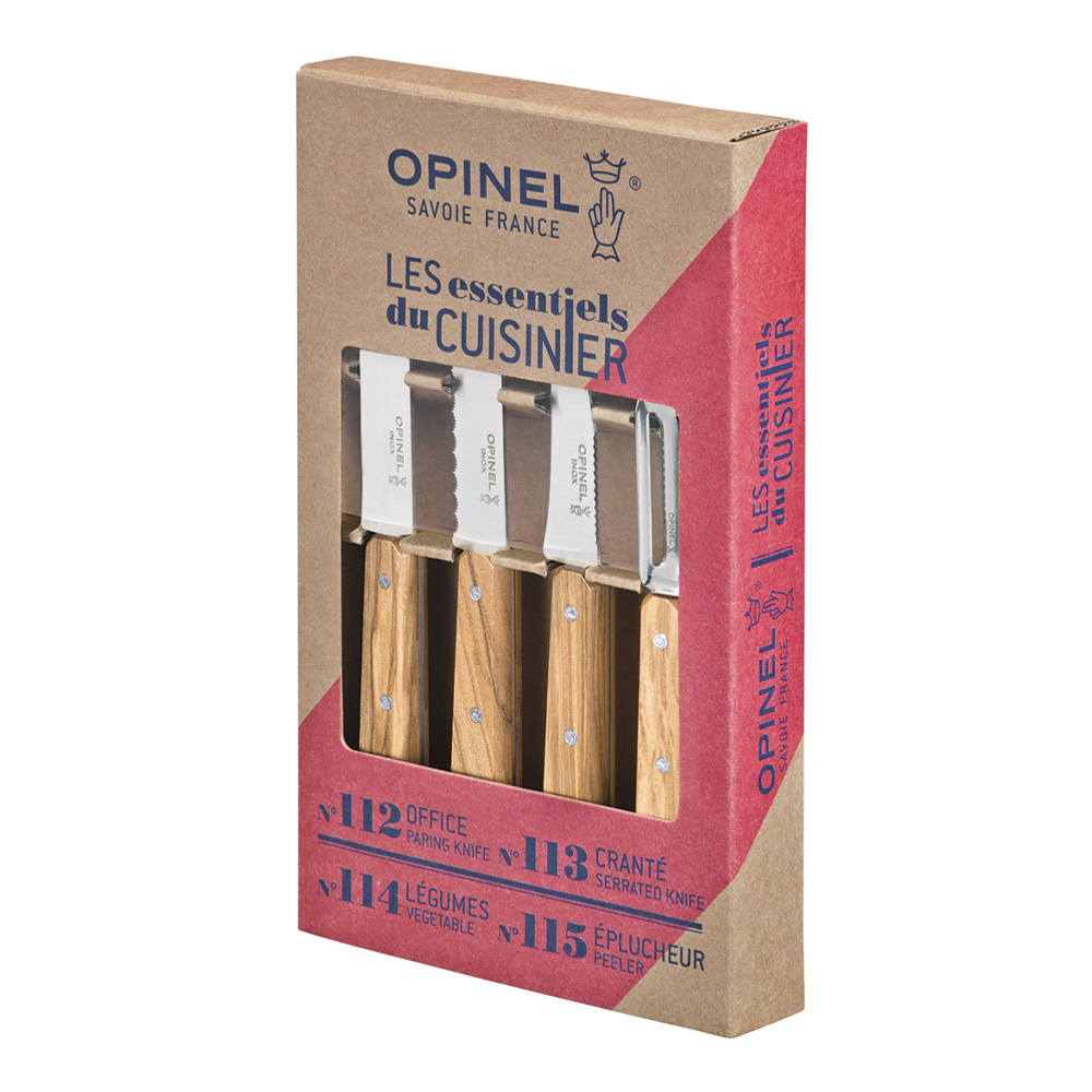 Opinel Essentials Veitsisetti 4 kpl Oliivipuu