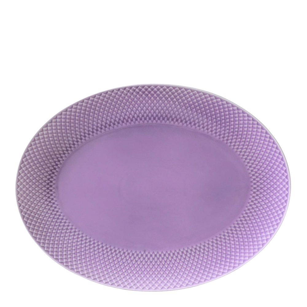 Lyngby Porcelain Rhombe Color Serveringsfat Ovalt 35×26.5 cm Ljuslila