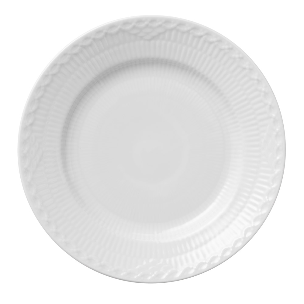 Royal Copenhagen - Hvit Riflet Halvblonde tallerken 17 cm
