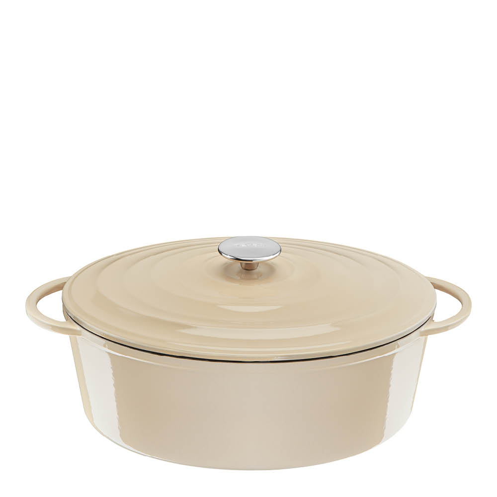 Läs mer om Tefal - Lov Gjutjärnsgryta Oval 7,2 L Beige