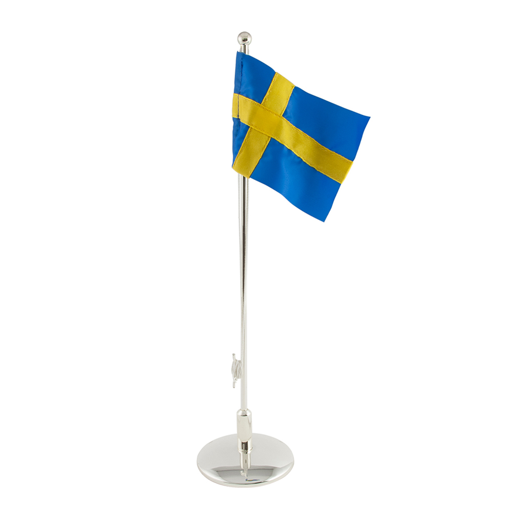 Dacapo Silver - Flaggstång med Svensk Flagga Nysilver 33 cm