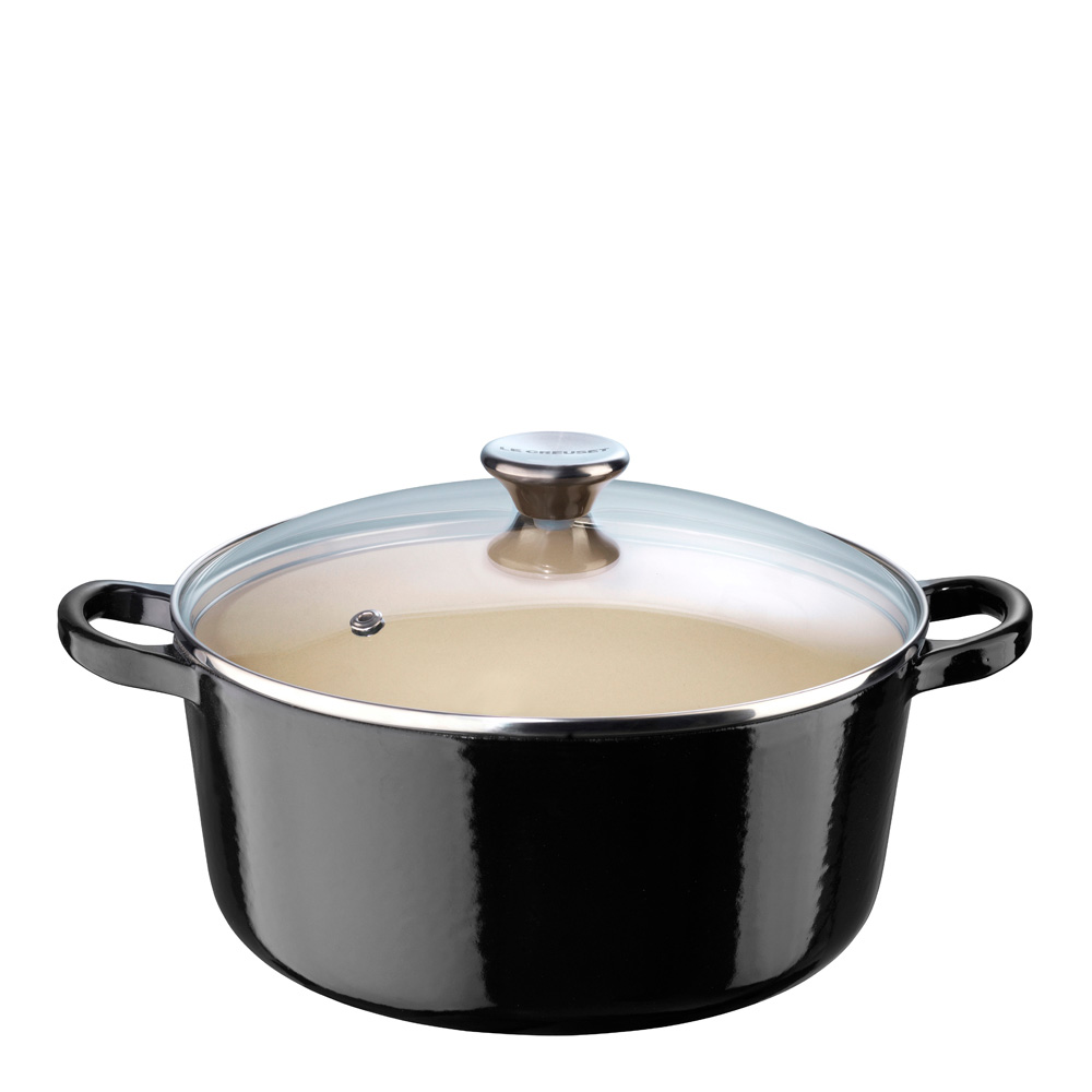 Le Creuset – Classic Gjutjärnsgryta Rund Glaslock 4,2 L Svart