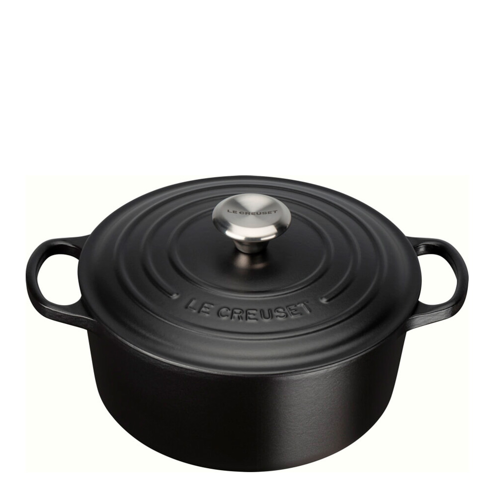 Läs mer om Le Creuset - Signature Gjutjärnsgryta rund 24 cm 4,2 L Svart matt