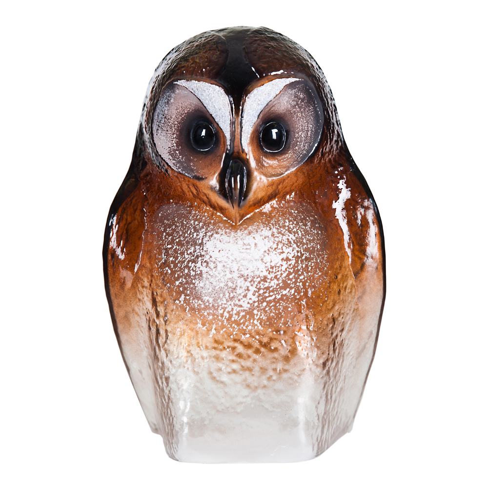 Målerås Glasbruk - Safari Sculptures Uggla 24 cm Brun
