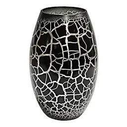 Nybro Crystal Croco Vase 26 cm Svart/Sølv 