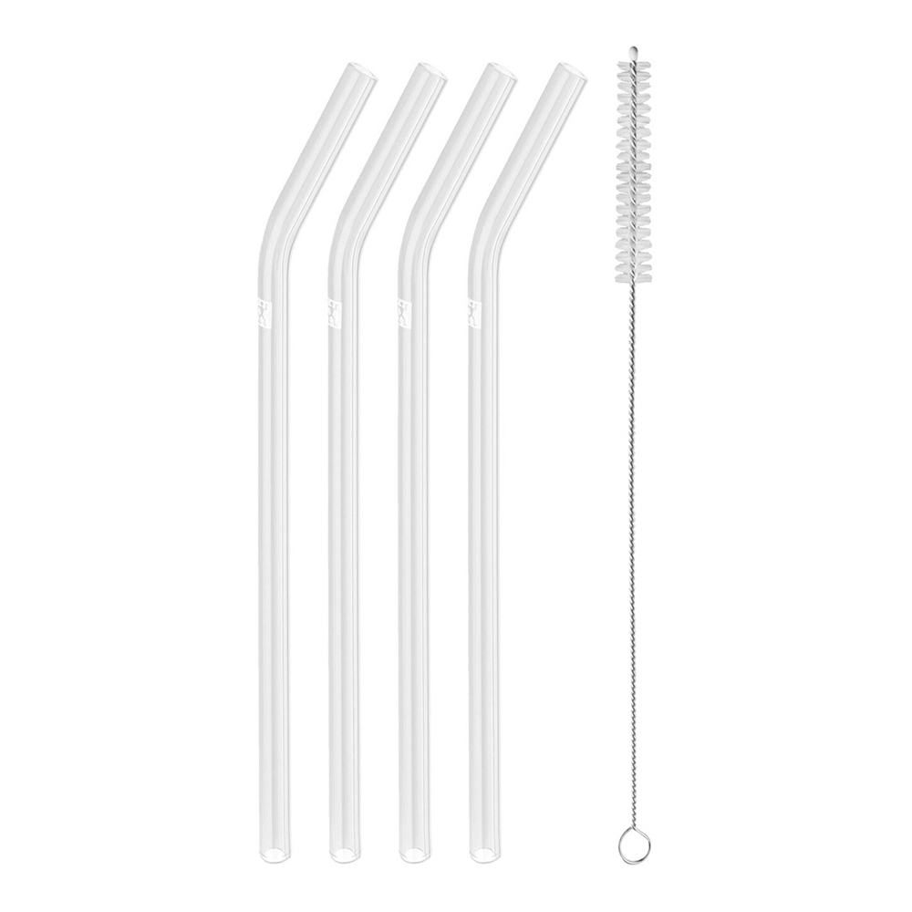 Zwilling - Sorrento Glassugrör Vinklade + Rengöringsborste 4-pack Transparent