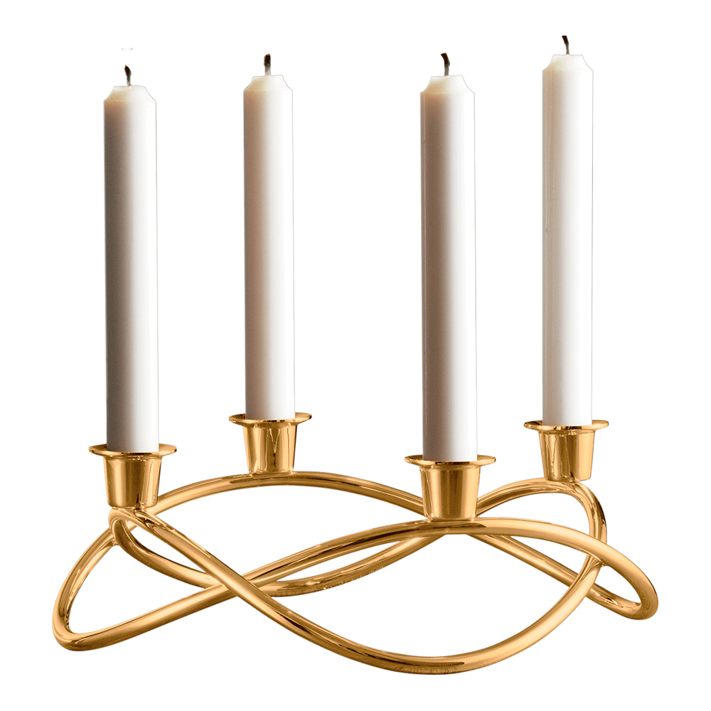 Läs mer om Georg Jensen - Season Ljusstake 4-armad 26 cm Guld blank