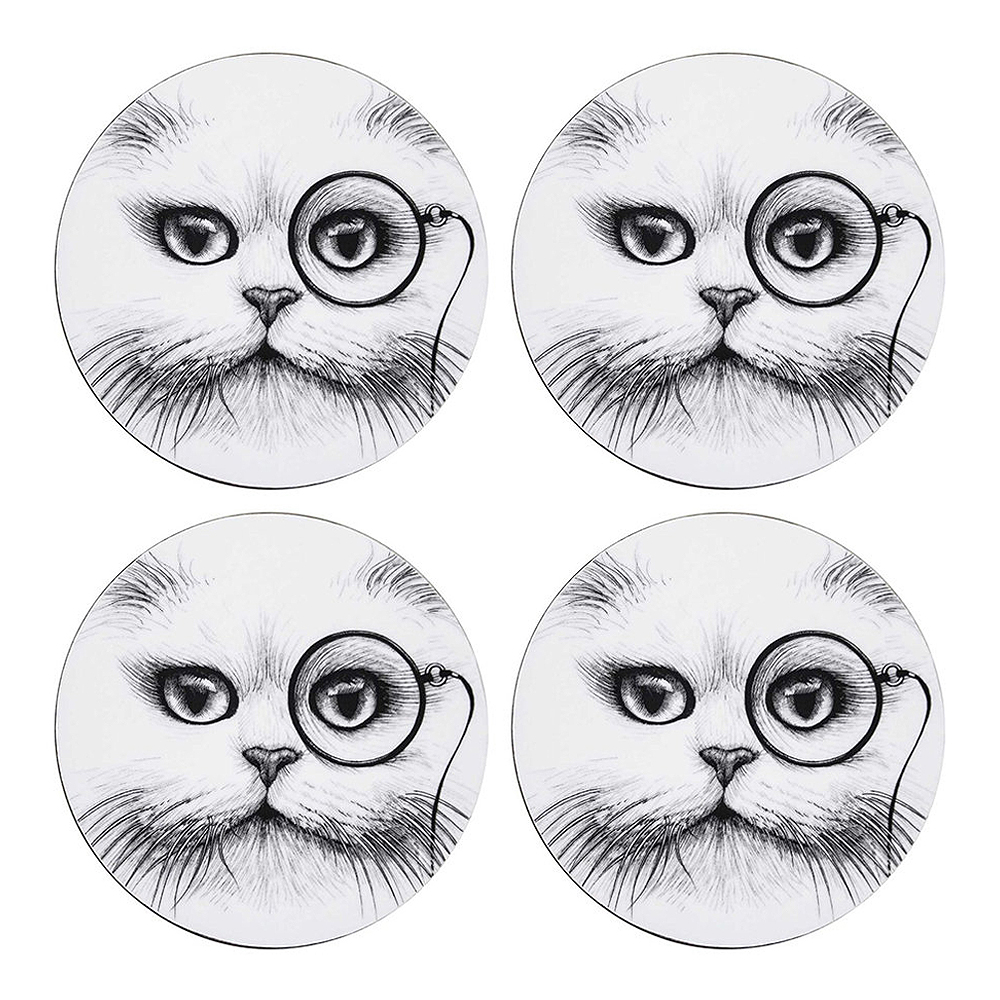 Glasunderlägg Cat Monocle 4-pack 