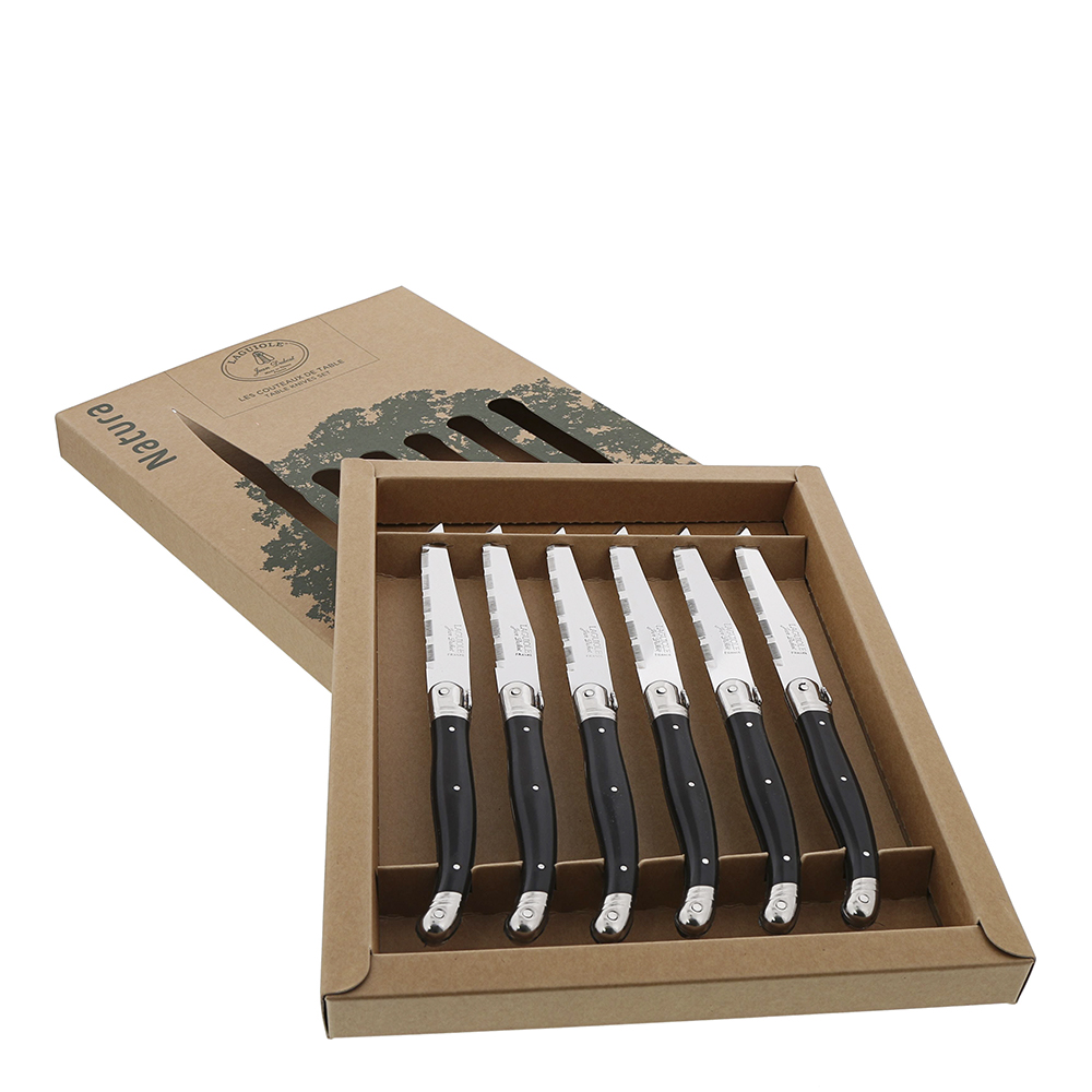 Läs mer om Jean Dubost Laguiole - Grillkniv 6-pack Biodegradable Svart