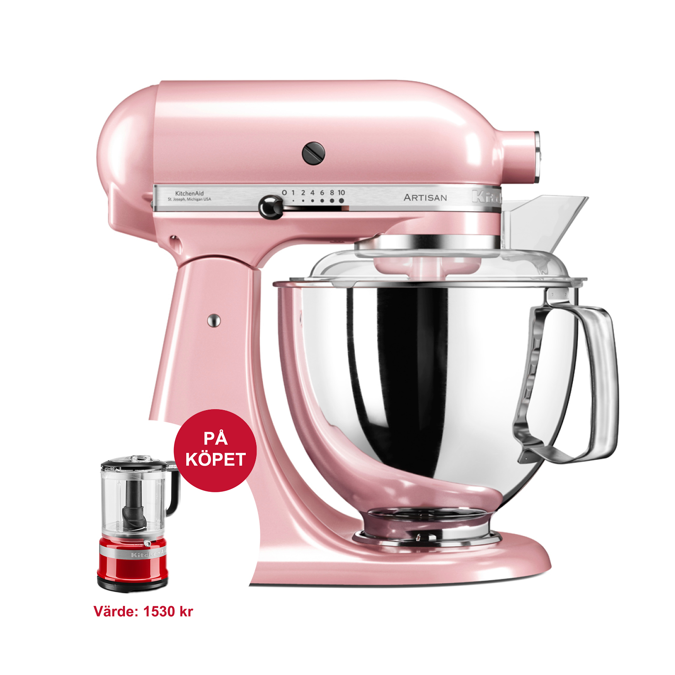 KitchenAid - KitchenAid Artisan Köksmaskin 4,8 + 3 L Silky Pink