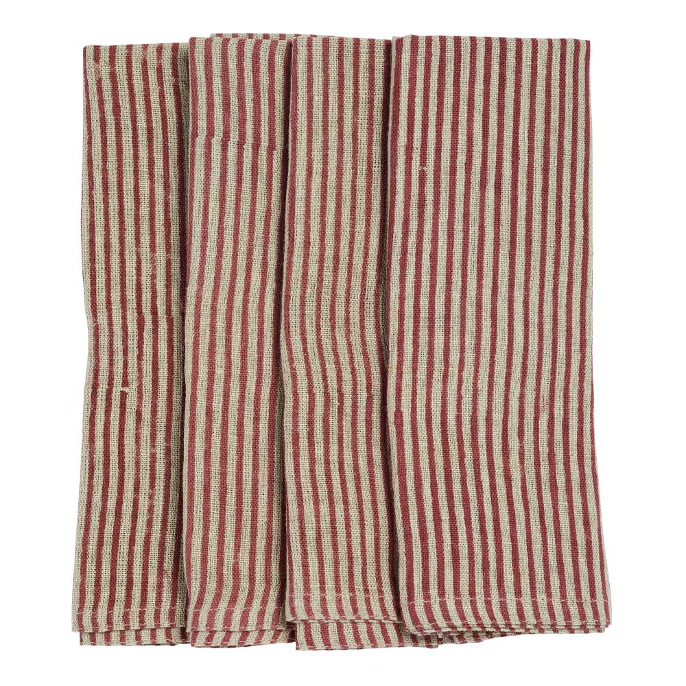Chamois Stripe Servett Lin 50×50 cm Röd