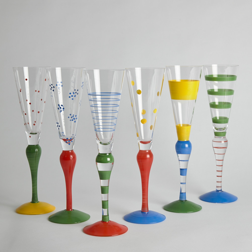 Orrefors – SÅLD Champagneglas ”Clown” Anne Nilsson 6 st