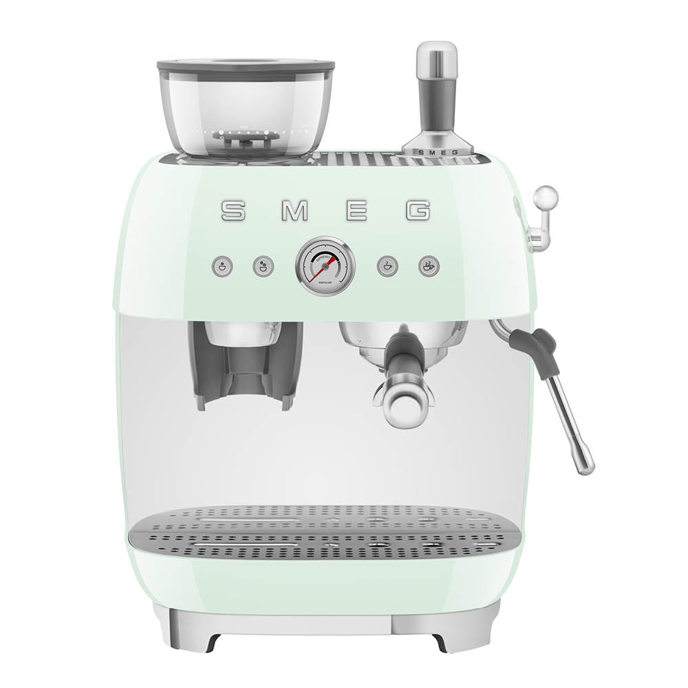 Läs mer om Smeg - Smeg Manuell Kaffemaskin med Kvarn Pastellgrön