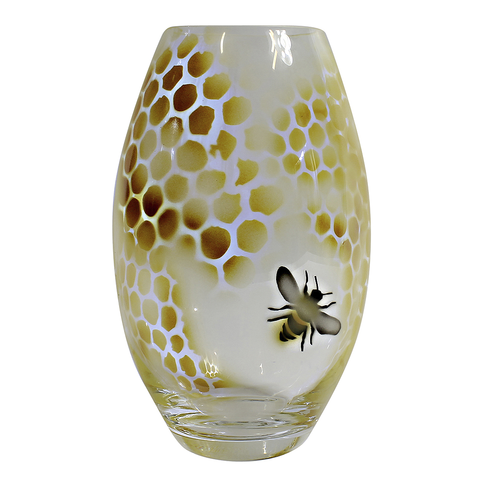 Nybro Crystal – Honeycomb Vas 20 cm Gul