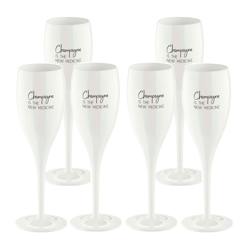 Koziol - Koziol Cheers Champagneglas med text 6-pack Champagne is the new medicine