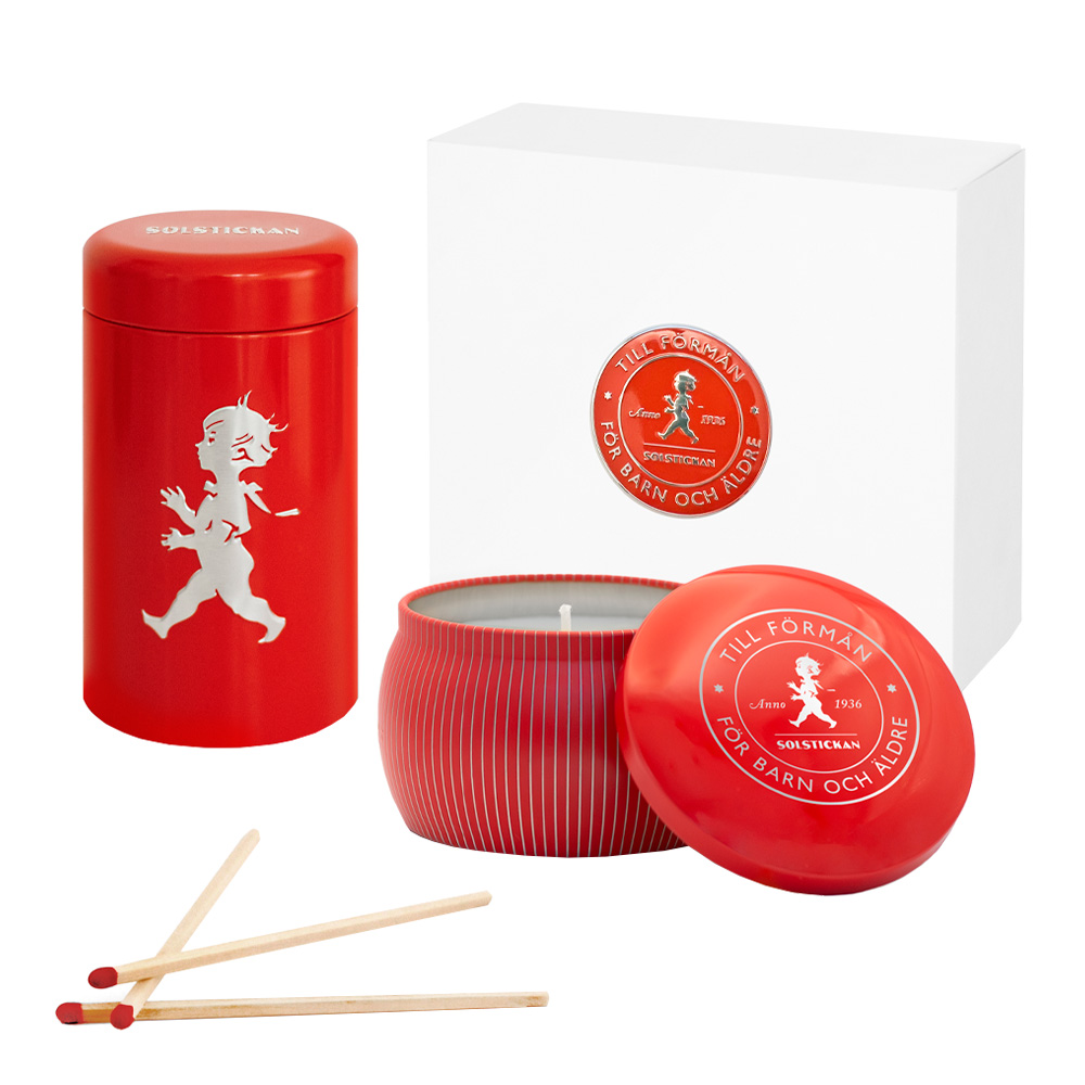 Solstickan - Presentförpackning+dofljus+tändsticksrör, röd