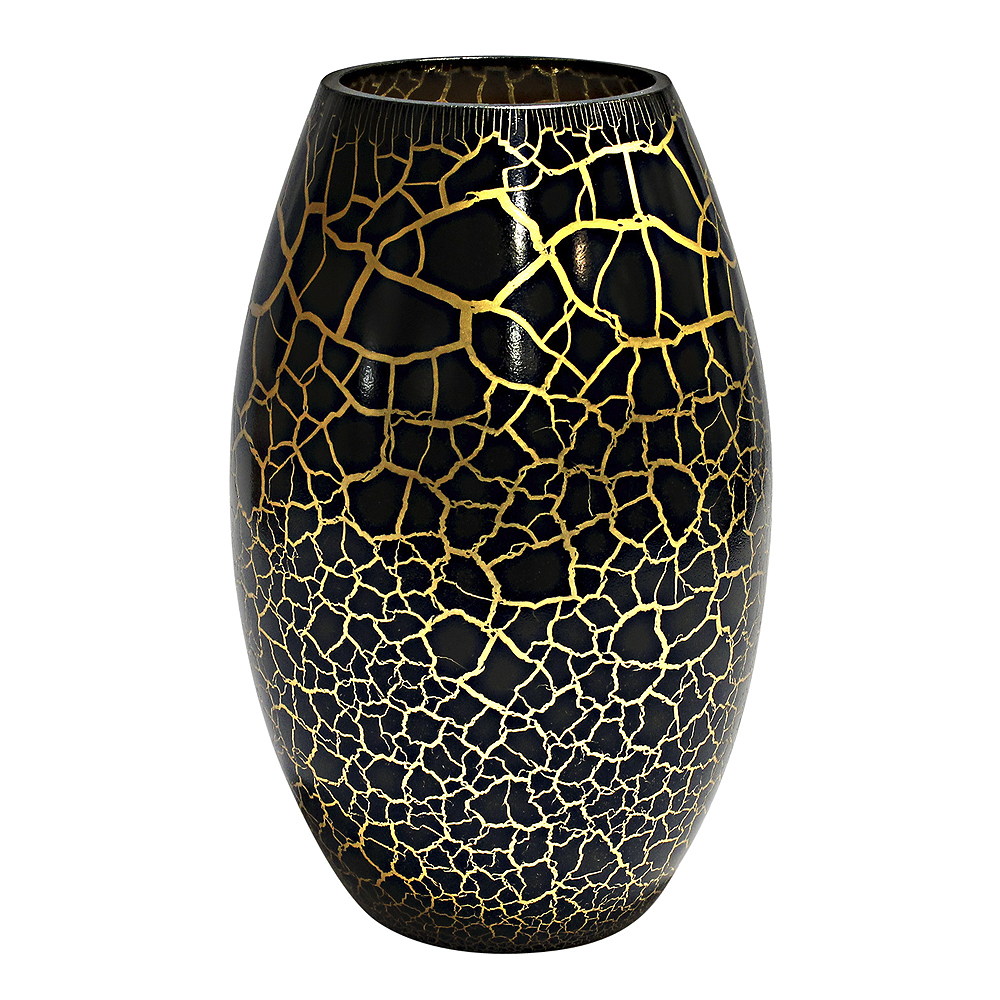 Läs mer om Nybro Crystal - Croco Vas 26 cm Svart/Guld