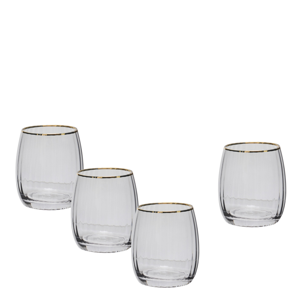 Läs mer om Modern House - Vattenglas med Guldkant 45 cl 4-pack Soft Grey