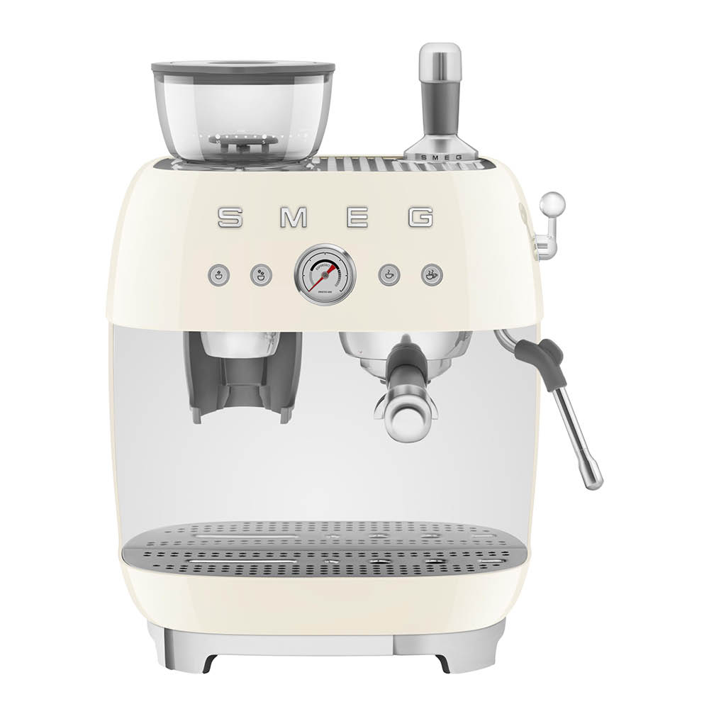 Läs mer om Smeg - Smeg Manuell Kaffemaskin med Kvarn Creme