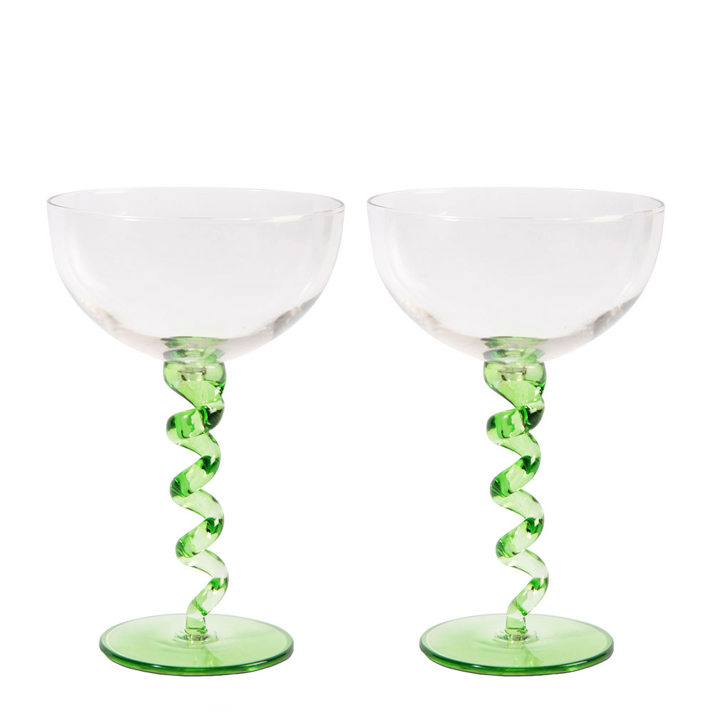 &klevering - Spiral Champagne Coupe 2-pack Grön