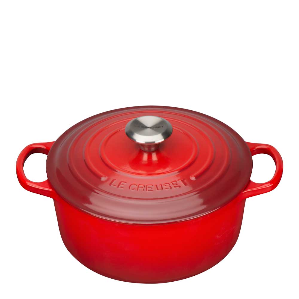 Le Creuset - Signature støpejernsgryte rund 22 cm cerise