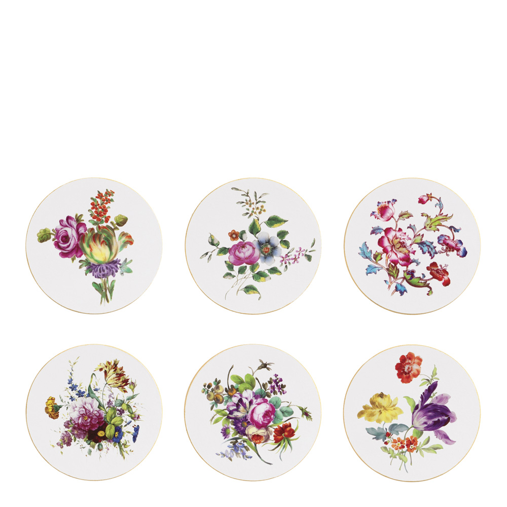 & klevering - Floral Glasunderlägg Kork 6-pack