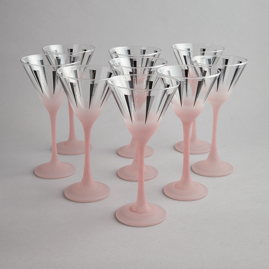 Vintage – 9 Martiniglas med frostad fot