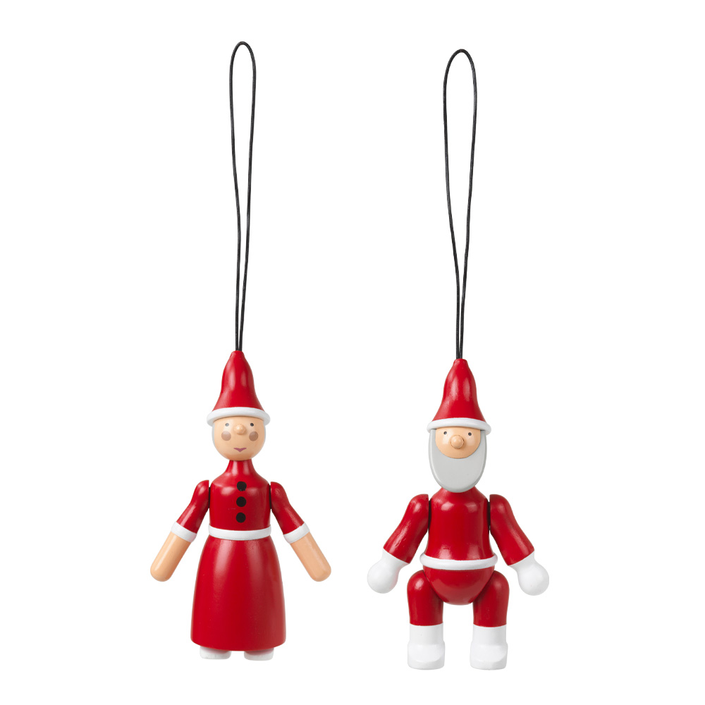 Läs mer om Kay Bojesen - Kay Bojesen Ornaments Santa Claus & Clara 10 cm Röd/Vit