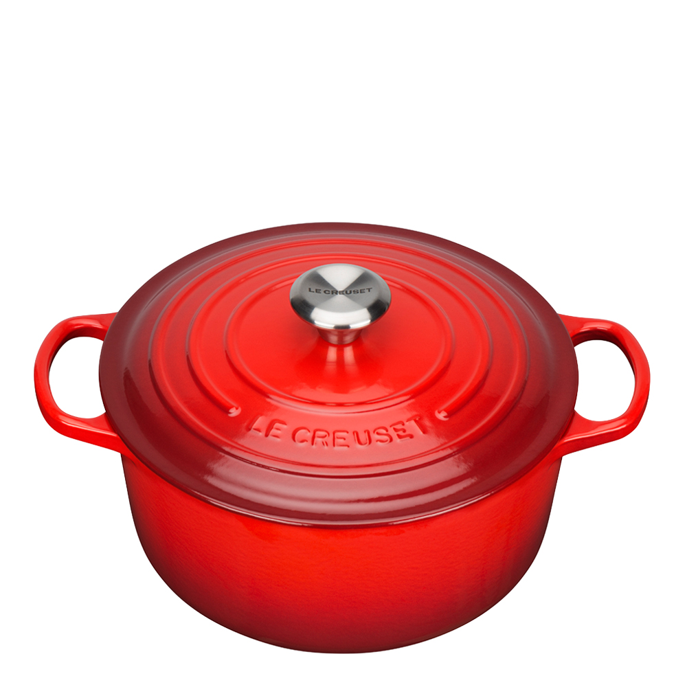 Läs mer om Le Creuset - Signature Gjutjärnsgryta rund 26 cm 5,3 L Cerise