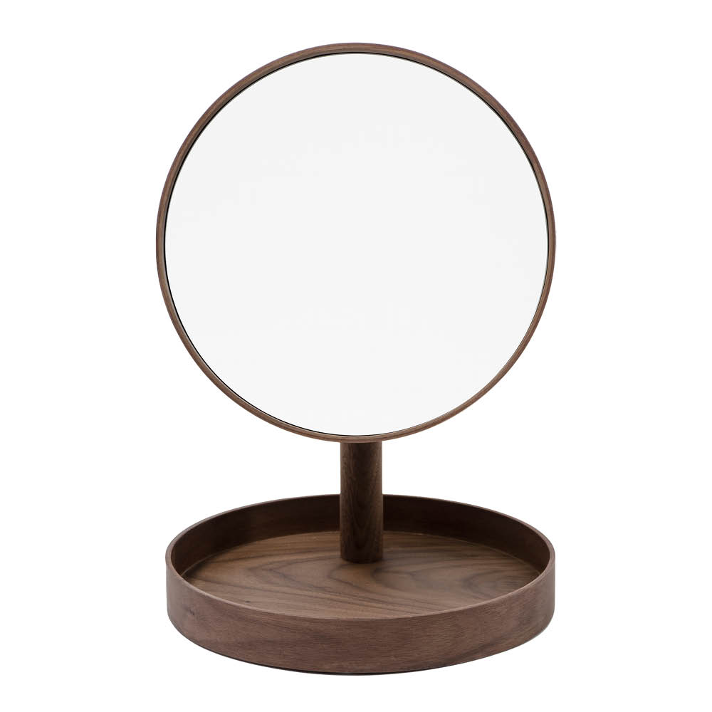 Läs mer om Wirew - Magnify Mirror Bordsspegel med bricka 25 cm Valnöt