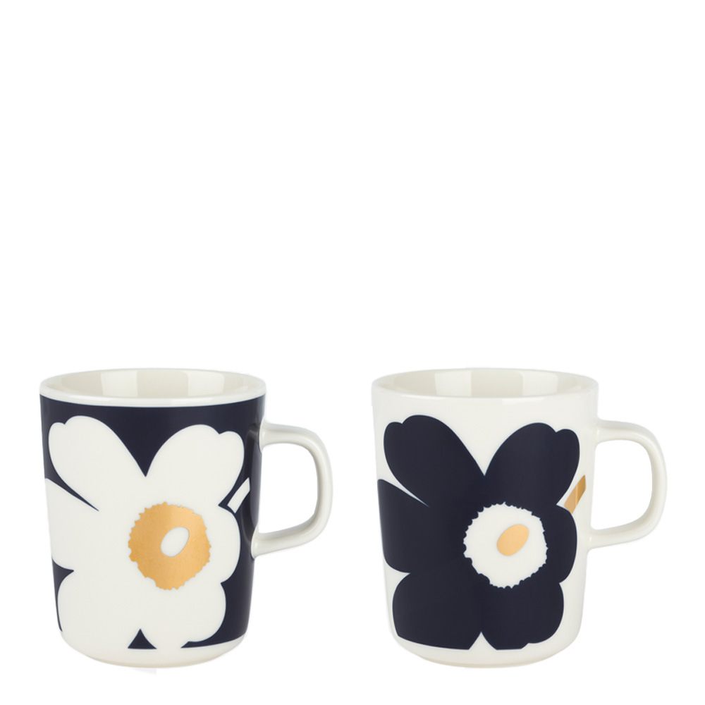 Läs mer om Marimekko - Oiva/Unikko Mugg 25 cl 2-pack Vit