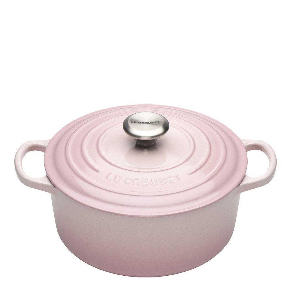 Läs mer om Le Creuset - Signature Gjutjärnsgryta rund 24 cm 4,2 L Shell Pink