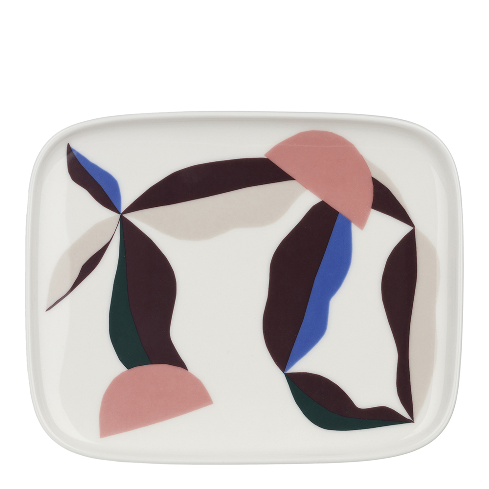 Marimekko - Oiva Berry asjett 15x12 cm hvit/blå/rosa/vinrød