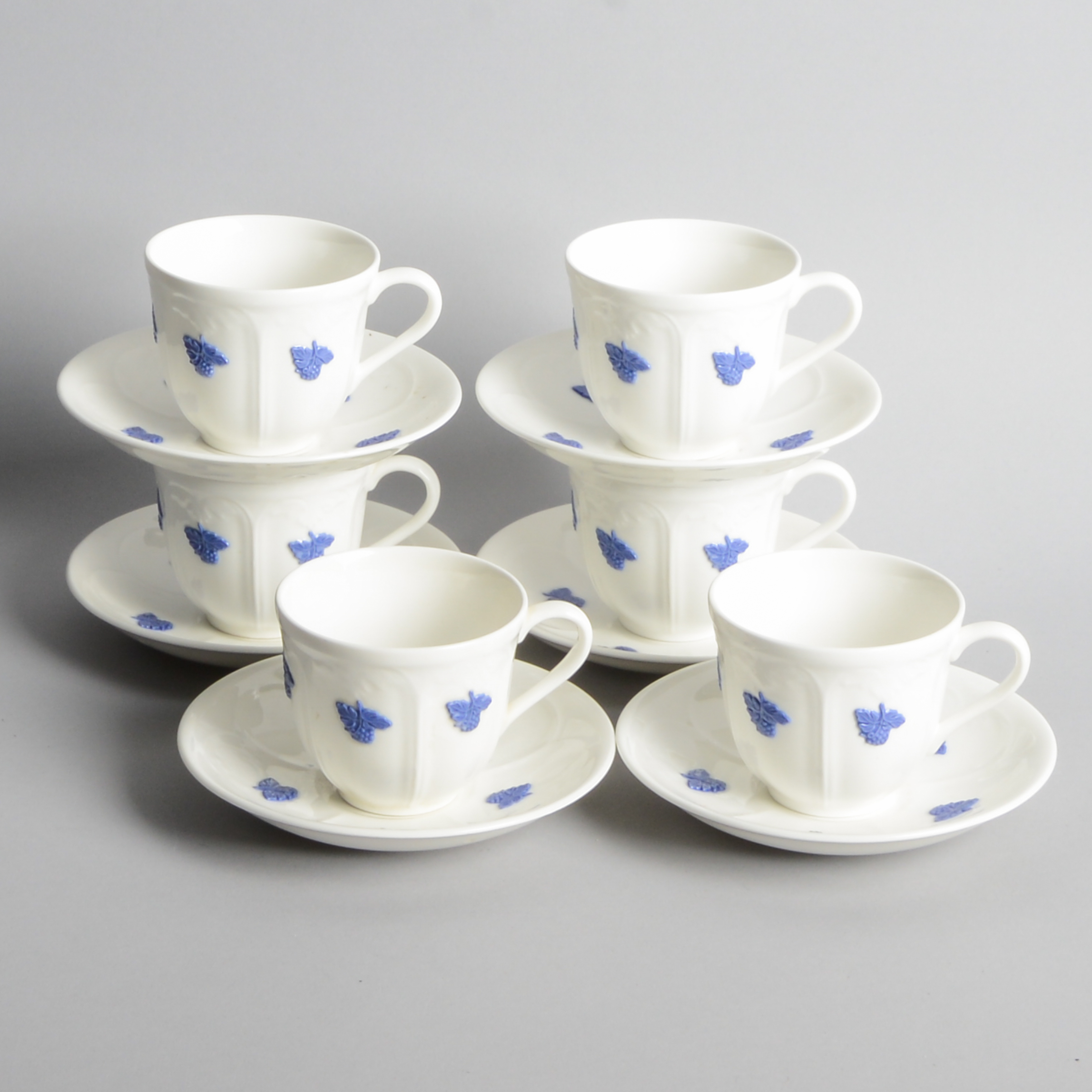 Gustavsberg – SÅLD ”Blå Blom” Kaffekoppar med fat 6 st