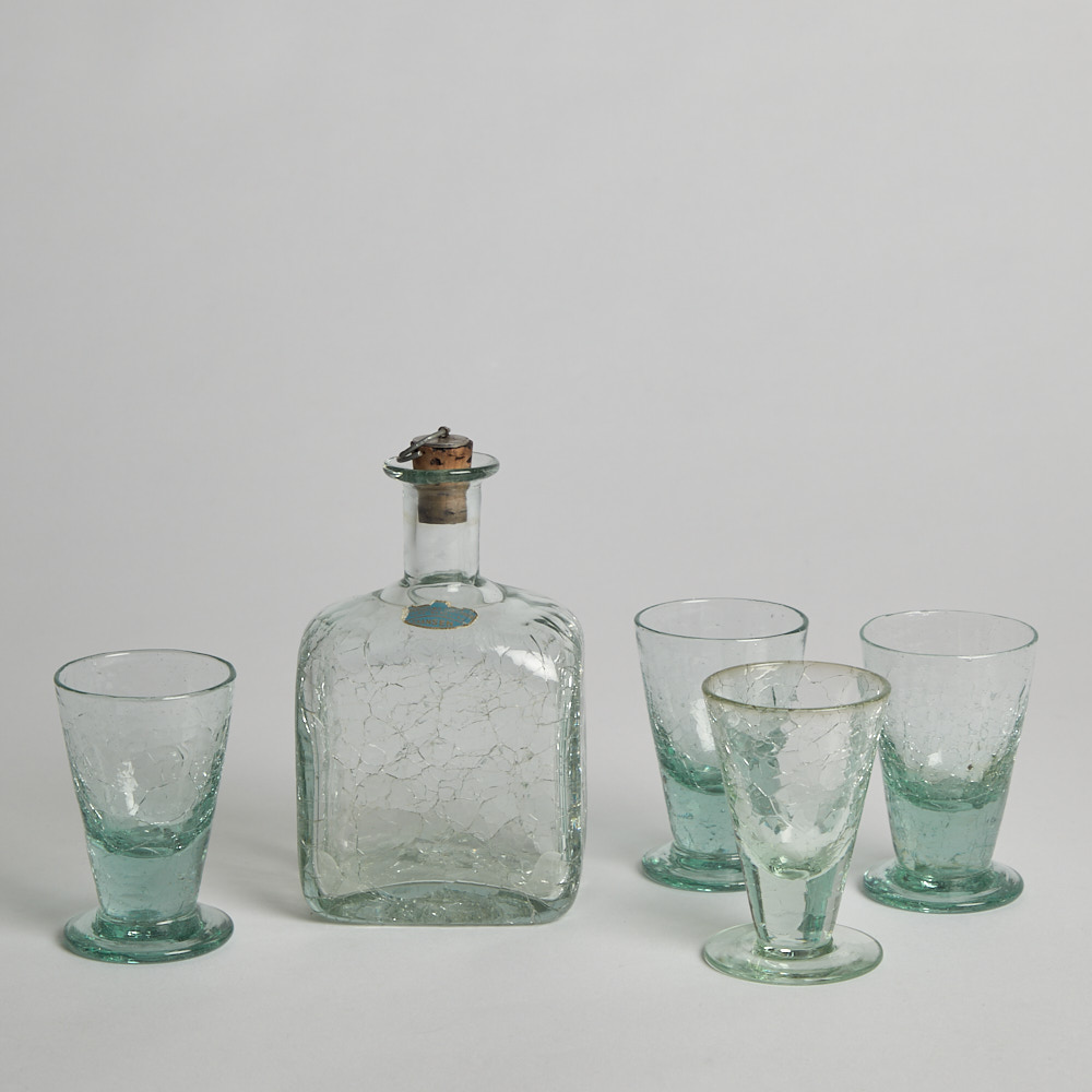 Vintage – SÅLD Karaff och 4 st Snapsglas Skansens Glas