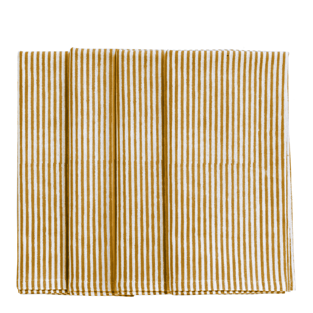 Läs mer om Chamois - Stripe Randig Servett 4-pack 50x50 cm Lejongul