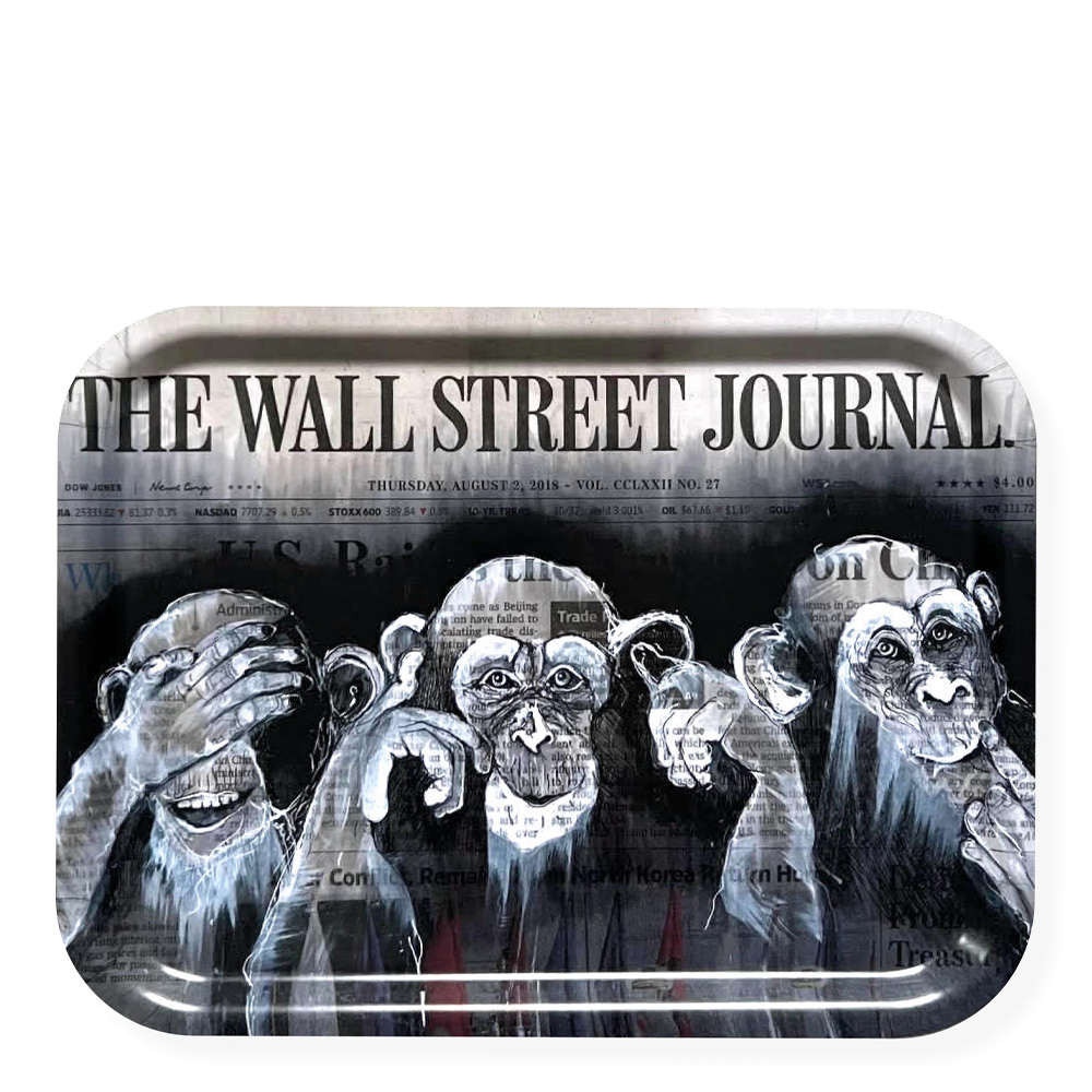 Lisa Törner Art - Frukostbricka The Three Wise Monkeys 20x27 cm Svart