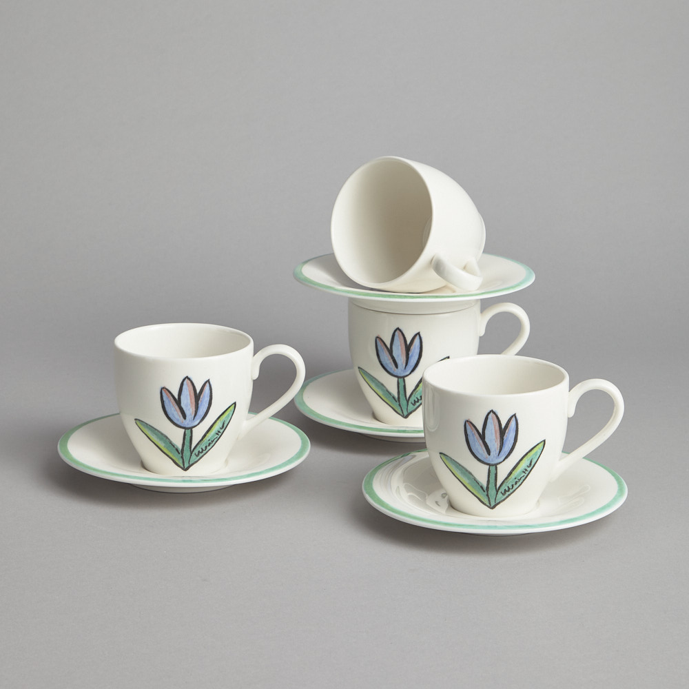 Vintage – SÅLD Kaffekoppar med fat ”Tulipa” 4 st