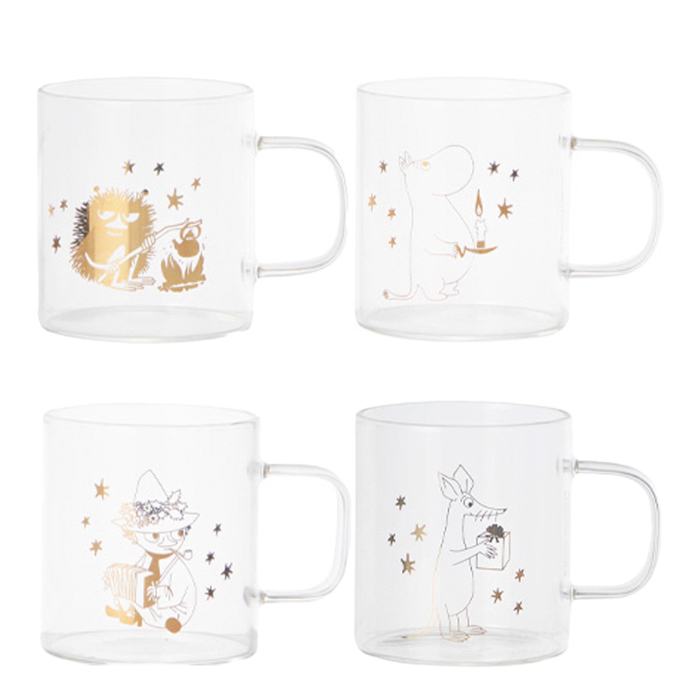 Anders Petter - Cervera x Mumin 2023 gløggkrus 18 cl 4 stk klart/gull