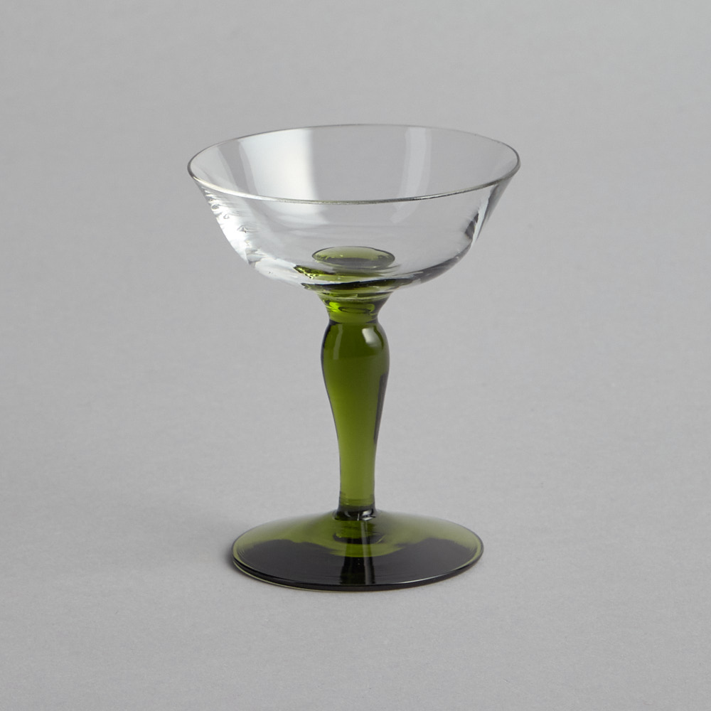 Vintage – SÅLD Cocktailglas med Grön Fot 2 st